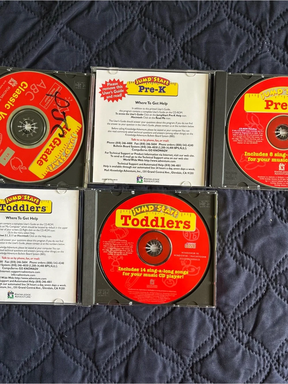 Lot of 3 Jump Start PC CD-ROMs Preschool, 1st Grade, Toddlers